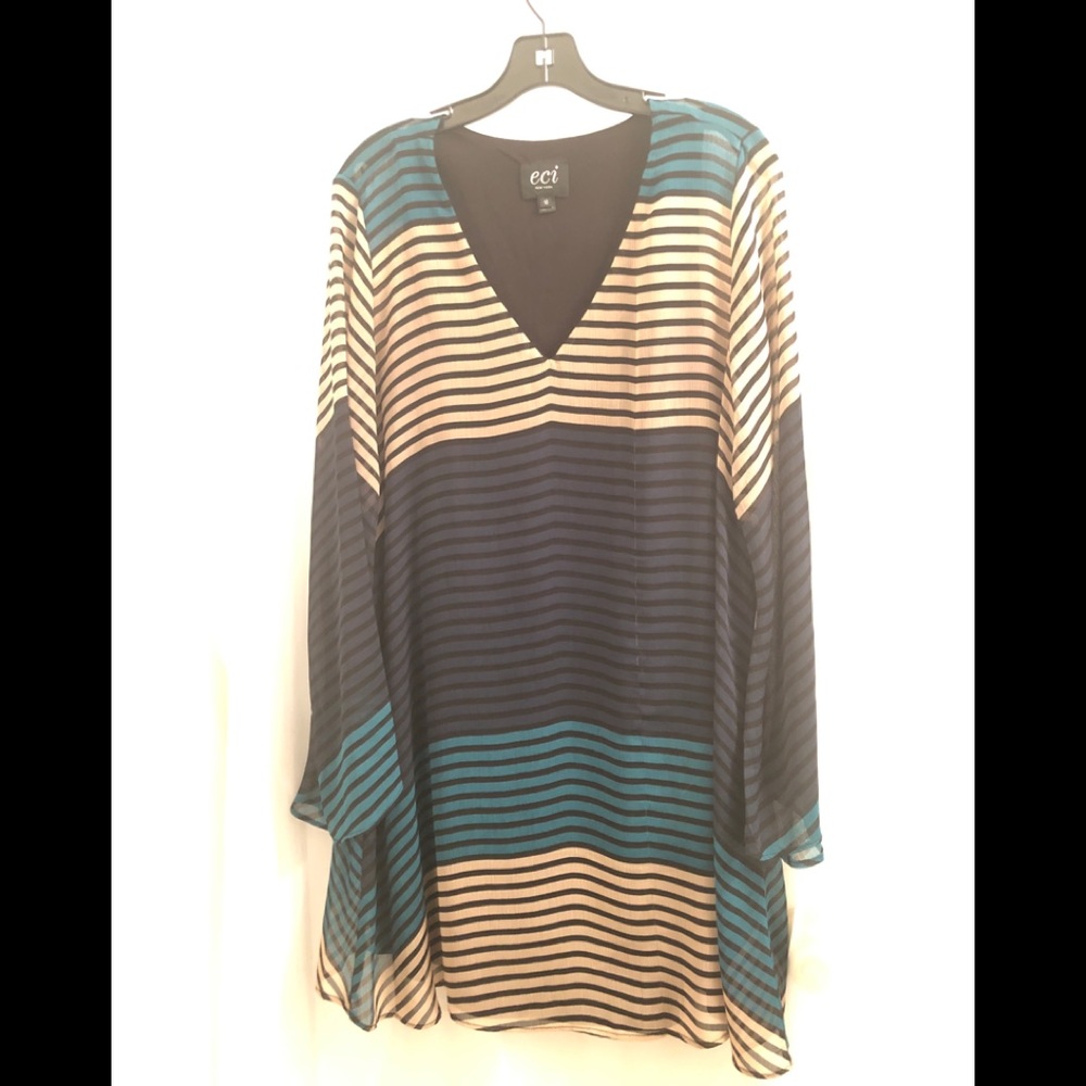 ECI Striped Tunic, Size 10 NWT